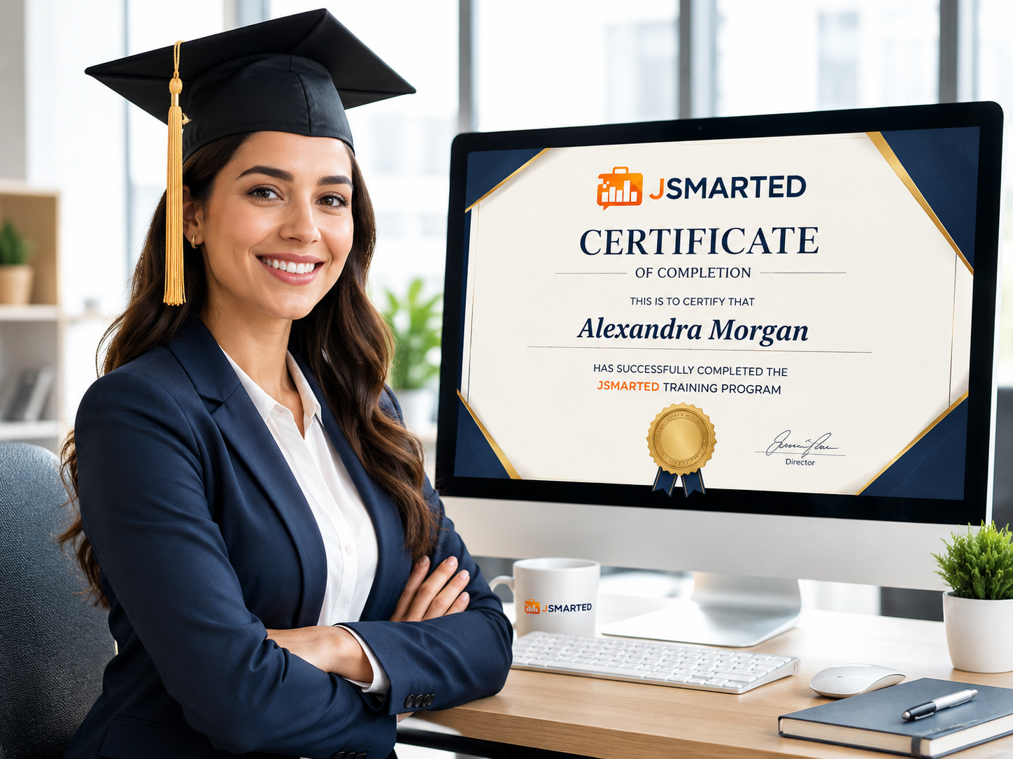 Dipendente che completa un corso e riceve un attestato con JSMARTED