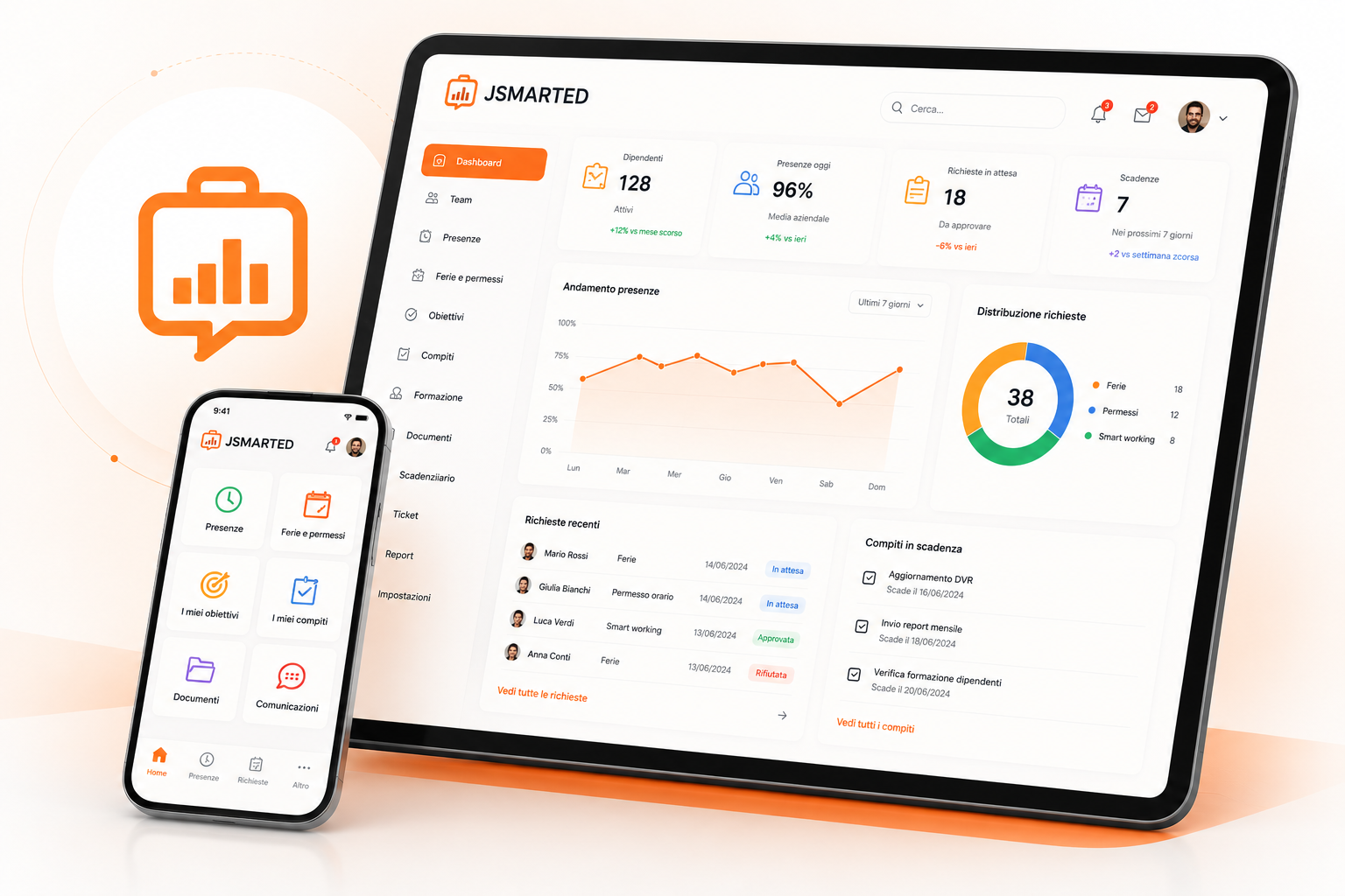 Schermata dashboard JSMARTED in mockup browser
