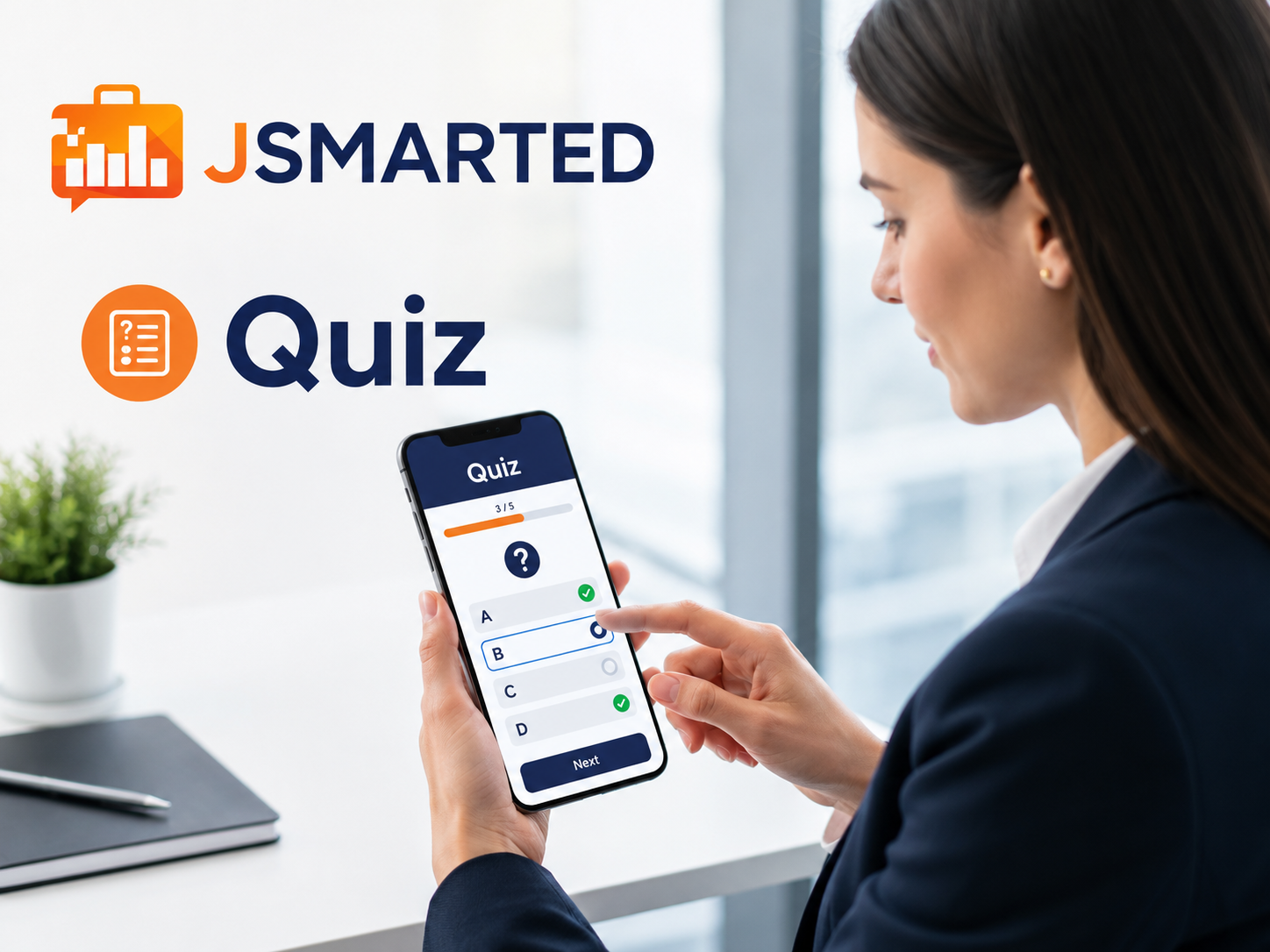 Dipendente che svolge un quiz dallo smartphone con JSMARTED